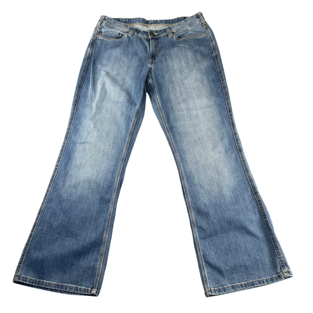 Carhartt Womens 14 Regular Medium Wash Bootcut Denim Jeans 100649 456 Blue